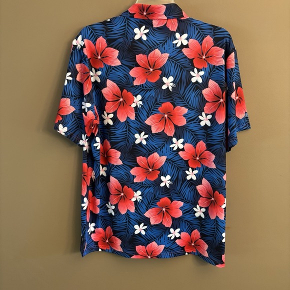 HRESKI Performance Golf‎ Polo Shirt Medium Tropical Flowers Hawaiian Vacation - Picture 6 of 8